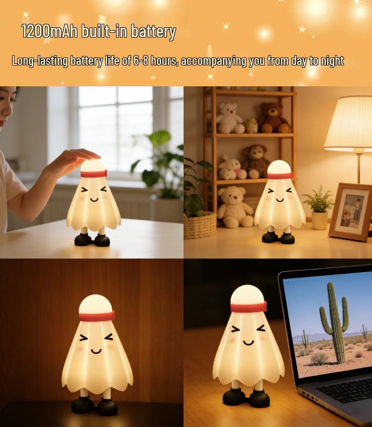 USB Rechargeable Cute Silicone Bedside Night Light with Three-Speed Dimming and Pat-Activated Feature