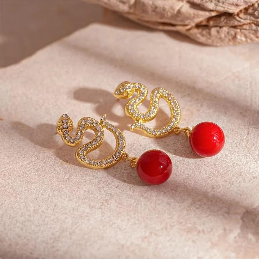 Cercei cu mărgele suspendate Șarpe Anul Nou Zodia Zodia Chineză Cercei Șarpe Cercei Atârnători Șarpe Femei