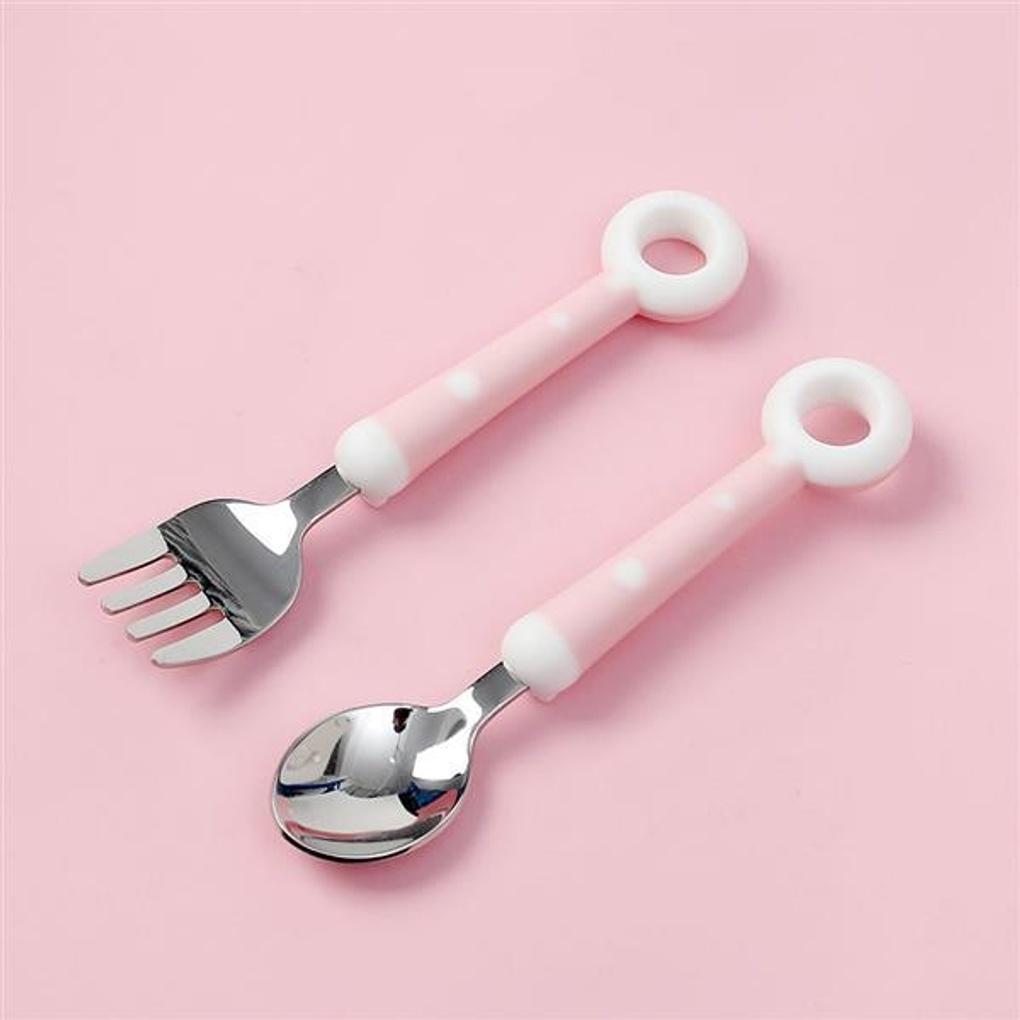 Poly Kleinkind Donut Löffel- und Gabelset (Rosa)