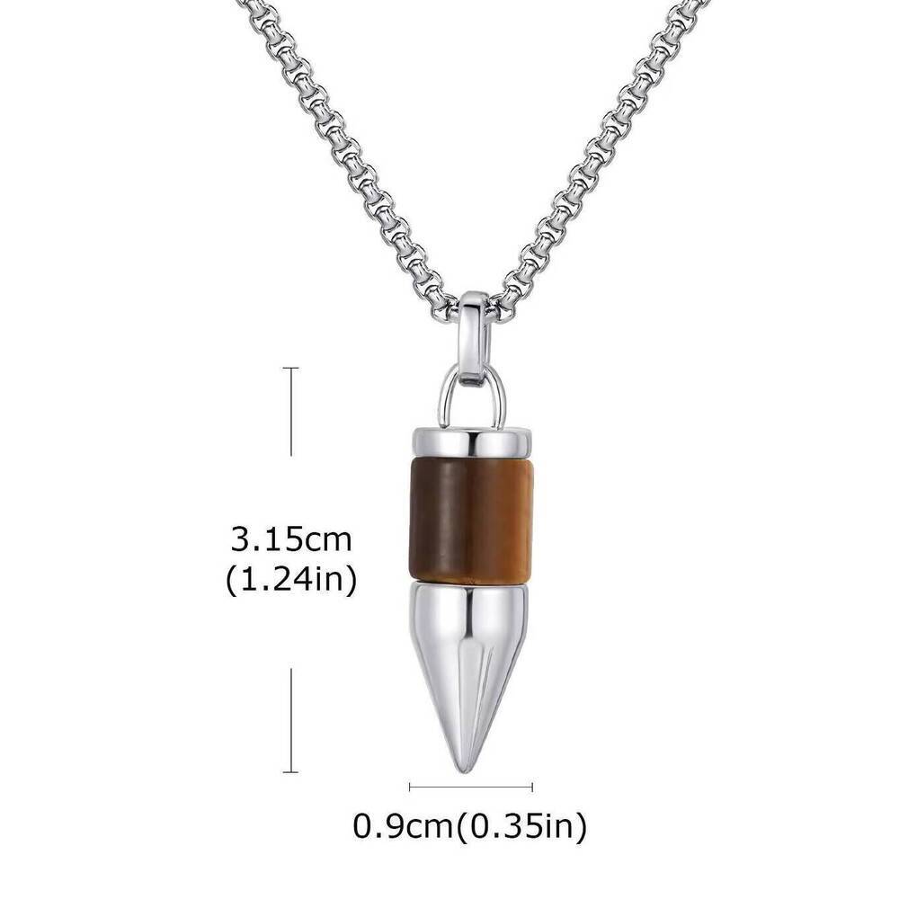 

Vnox Trendy Bullet Natural Stone Pendant Necklace for Men, Durable Stainless Steel Box Chain Jewelry Gift for Father Husband Son 50cm
