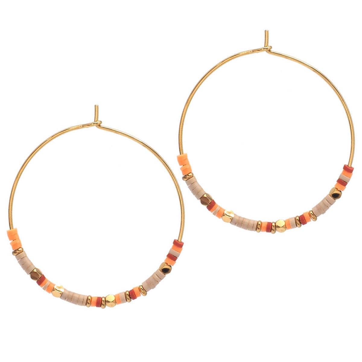 

Les Trésors De Lily [Q8531] — креольский дизайнер из стали «Бохо», оранжево-бежевое золото — 35 мм — 2 мм