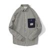 New Spring Retro Pure Cotton Striped Long-sleeved Shirt for Men's Outer Shirt