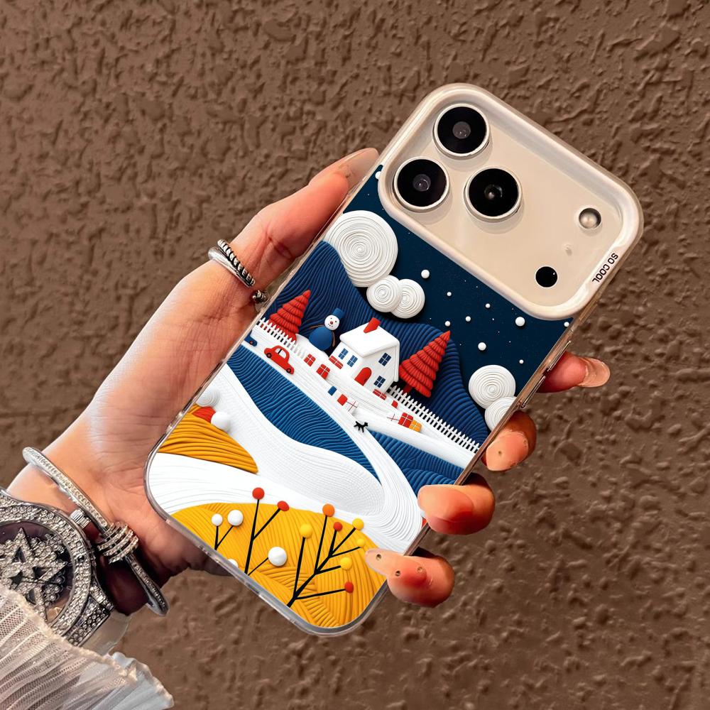 Snow scene painting Phone Case for iPhone17 16 15 14 13 12 11 Pro/ Max/Plus shock-proof rear cover anti-fingerprint