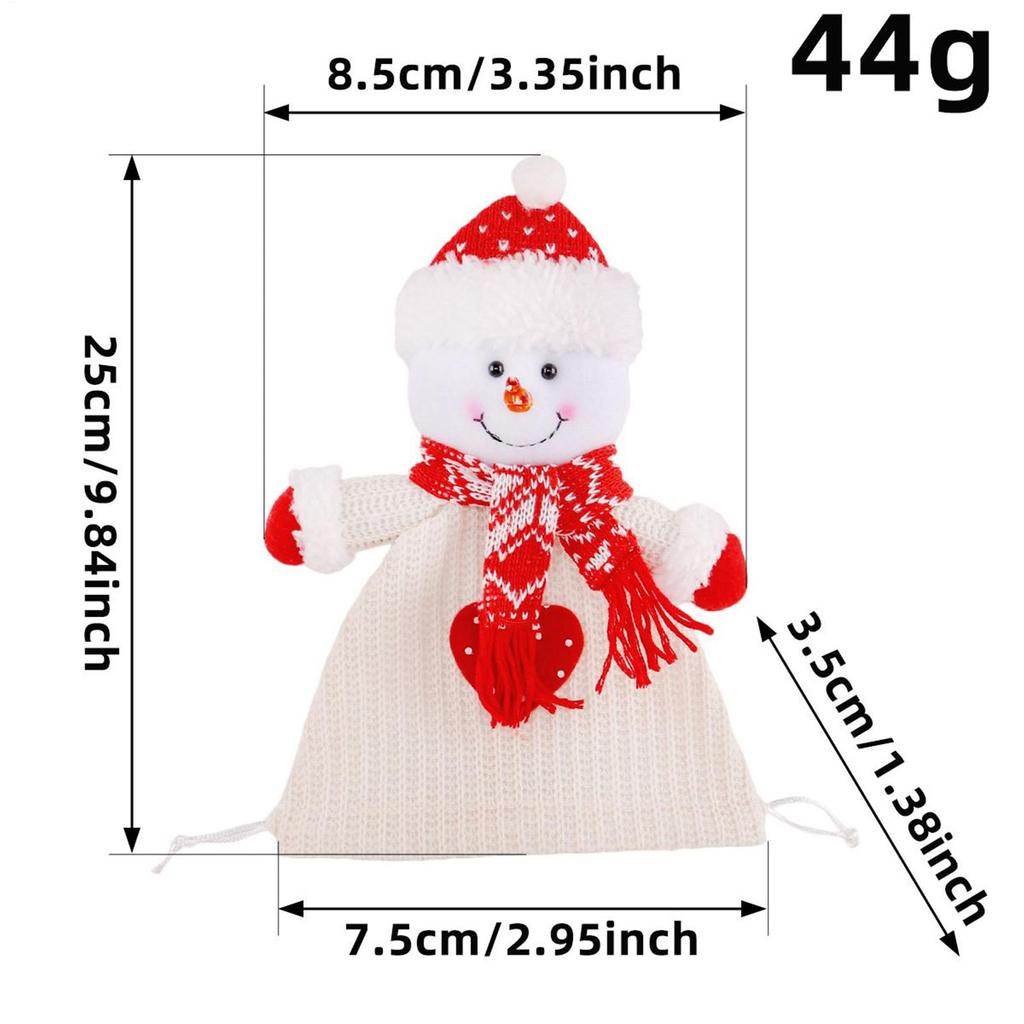 Knitted Drawstring Christmas Bags Drawstring Santa Snowman Doll Storage Bag Festive Compact Sacks Stocking Pouches For Kids