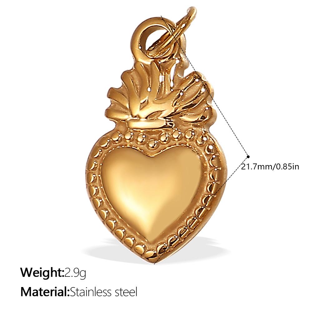  DIY Stainless Steel Gold Color PVD Plated Heart-Shaped Pendant Accessory for Handmade Jewelry Making Wholesale