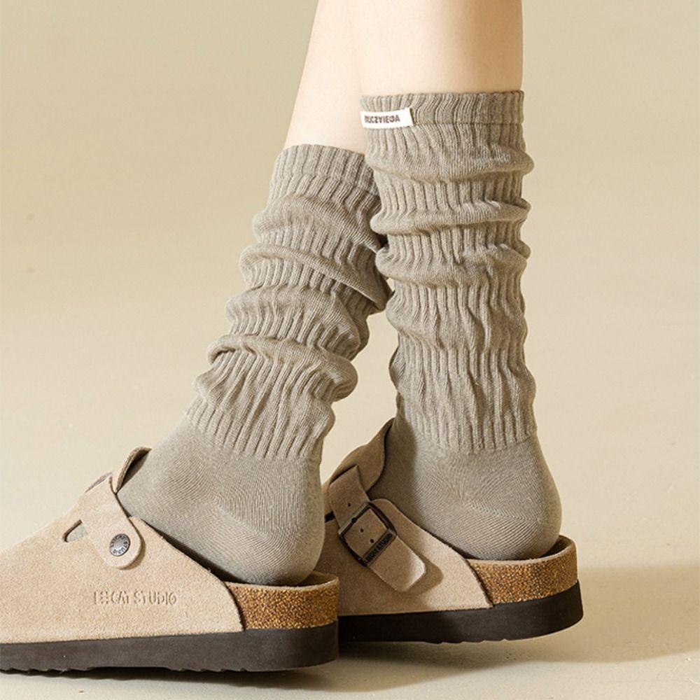 Elastic Knitted High Socks Lolita Autumn Winter Long Socks Tiered Piled Calf Socks  for Women Girls