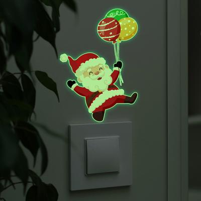 Christmas Switch Sticker Festive Santa Claus Pattern Luminous Wall Decal for Home Holiday Decoration