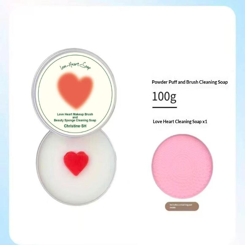 

Cute Heart Shaped Makeup Brush Cleaning Soap 100G For Silicone Pad Cosmetic Sponge & Beauty Tool Washer Quick-Dry Deep Clean