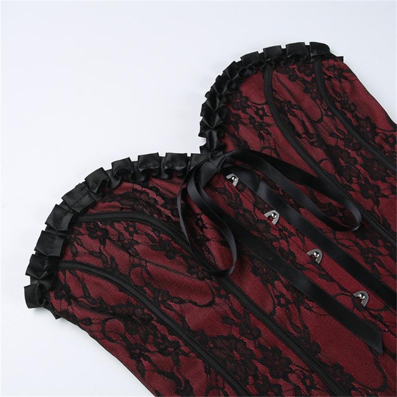 Ladies Lace Pattern Strapless Vest Elastic Rope Corset with Adjust Rope Universal Women Banquet Dress Shirt Coat Corset