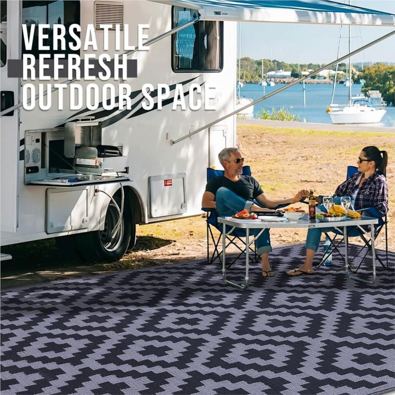 Homaxy Reversible Outdoor Waterproof Rug Plastic Straw Patio Carpet for Indoor Outdoor Deck Backyard Family Picnic Balcony