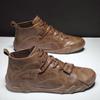 Brown Leather Casual  Shoes for Men Retro Ankle Boots Men Sneaker Non-slip Working Shoes Men Short Shoe Outdoor Walking Sneakers