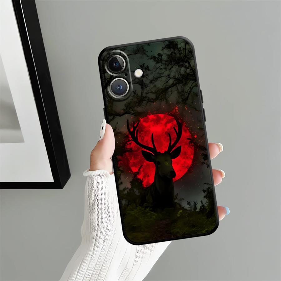 Dark Patterned Deer Funda Phone Cover Case for Apple iPhone 17 Pro Max 13 Air 12 16 14 15 Pro 7 8 XR XS MAX 11
