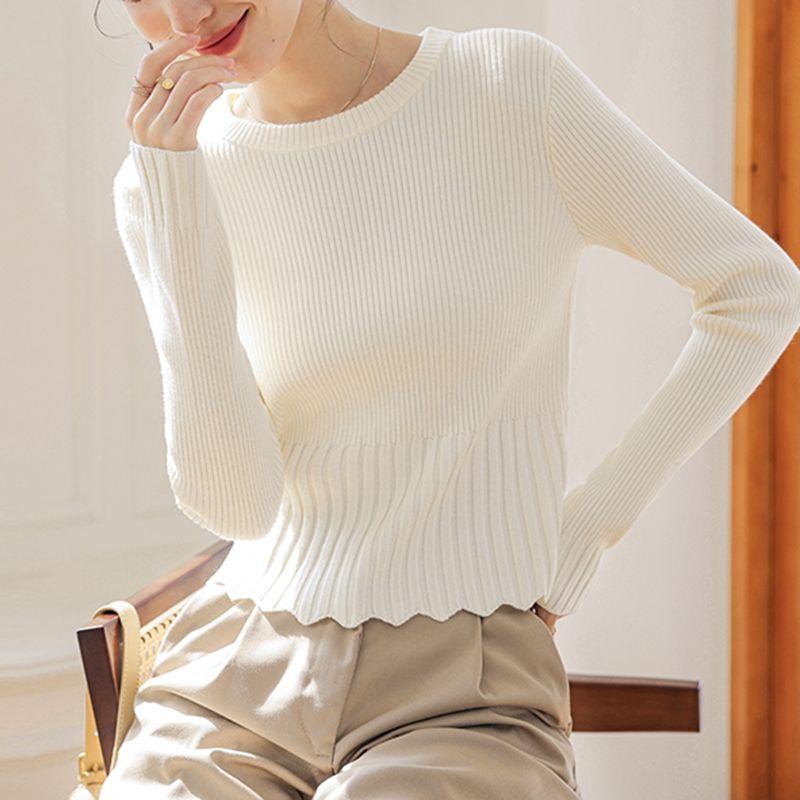 Autumn/Winter Knitted Sweater Women's Wave Top Undercover New Undercover Bottom Slimming Short Sweater