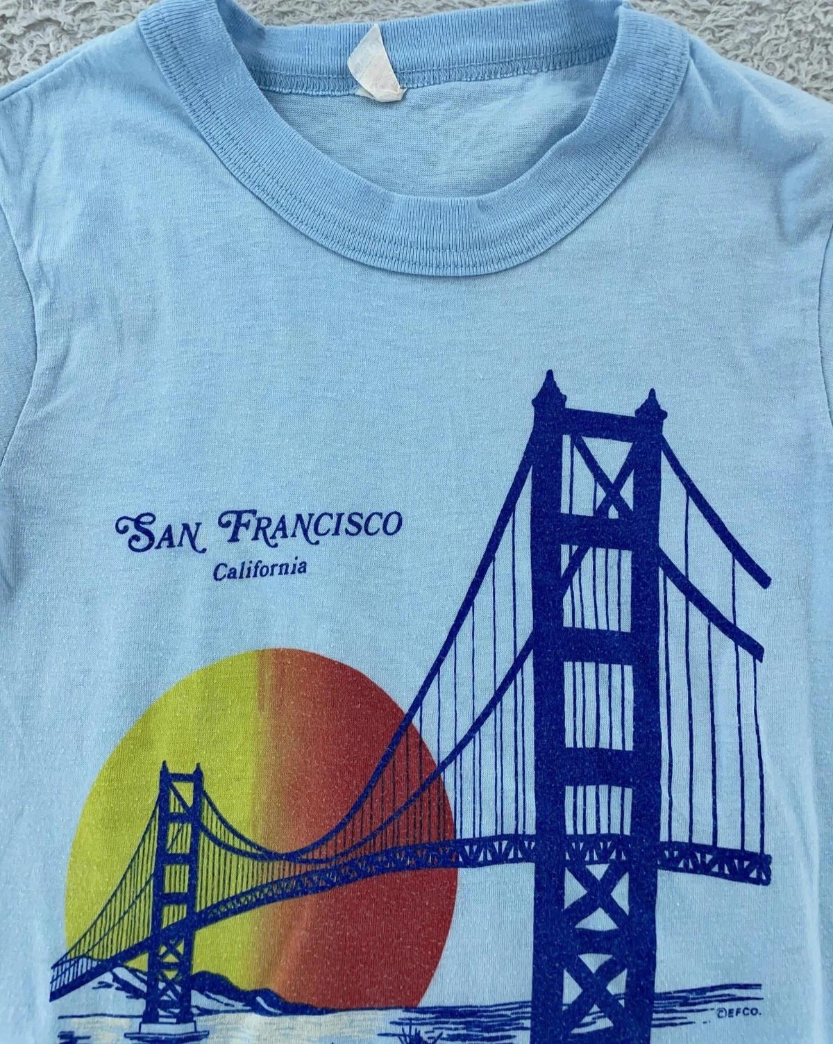 Vintage 80s San Francisco Sunset T-Shirt FITS XXXS Golden Gate Bridge California S