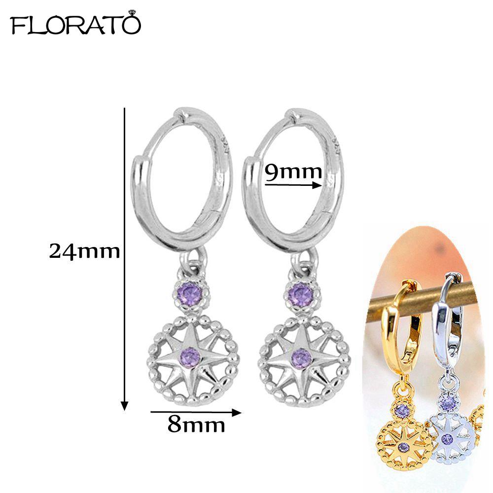 925 Silver Needle Elegant Purple Earrings Exquisite Small Hoop Earrings for Women Fashion Puncture Jewelry Accessories