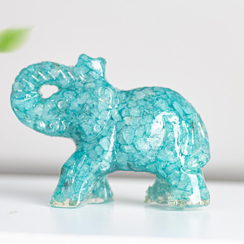 Crystal Elephant Resin Figurine With Semiprecious Stones For Office And Party Decoration