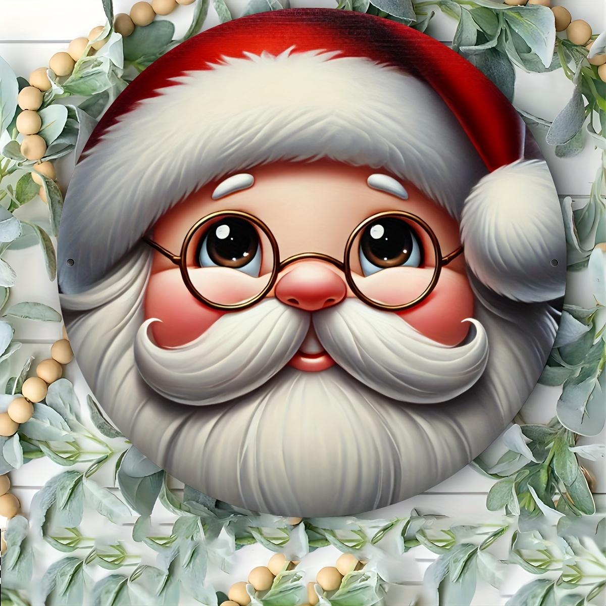 

Santa Face Aluminum Sign. 8x8 inch vintage rustic decor for Christmas home or office. чистый