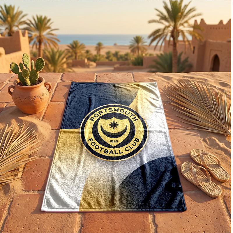 Portsmouth FC Print Microfiber Beach Towel Quick Dry Absorbent Large Towel For Beach Swimming Travel