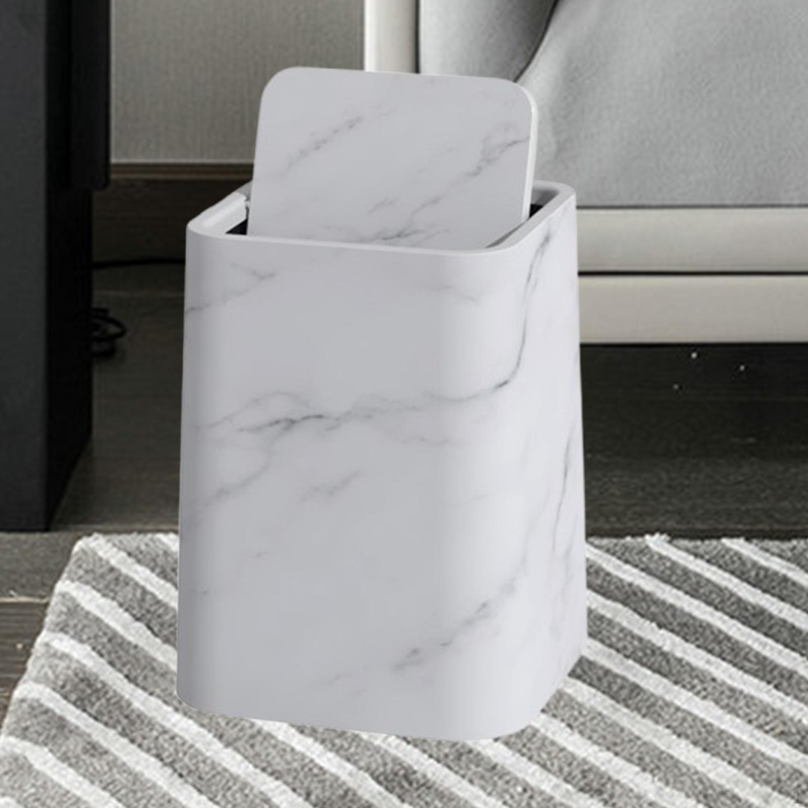

Мраморная ванная мусорная корзина мусорная корзина многоразовый квадратный мусорный контейнер бытовой S White