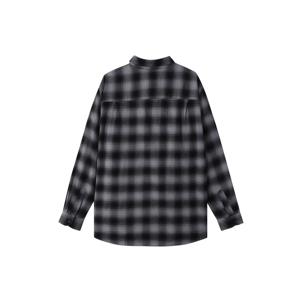 UNIQLO Flannel Check Long Sleeve Shirt Men shirts Light-Gray 462400-07