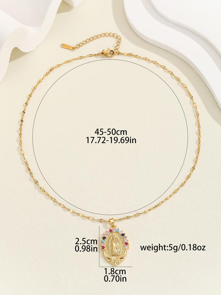 European and American Personalized Design with Micro Inlaid Zircon Santa Maria Series Necklaces In Colorful Religious Fashion