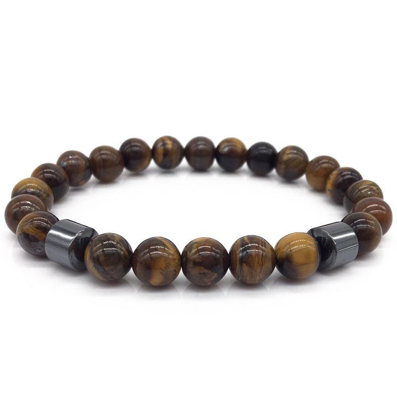 Simple Style Mens Bracelet Natural Tiger Eyes Hematite Stone Braslet Meditation Jewelry Accessories Black Braclet Pulsera Homme