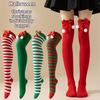 Women Over Knee Socks Christmas Diagonal Striped Christmas Thigh High Stockings Knee High Socks