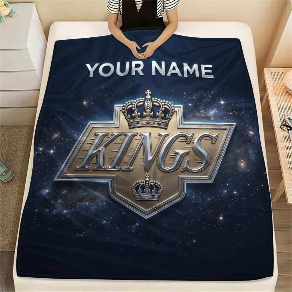 Custom Name,Los Angeles Kings Printed Flannel Blanket, Soft Throw for Bedroom Sofa, Washable, Christmas Present, Great Gift.