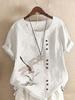 Summer Casual Dragonfly Print Loose T-shirt Retro Cotton and Linen O-neck Plus Size Short-sleeved Women's Top XS-5XL