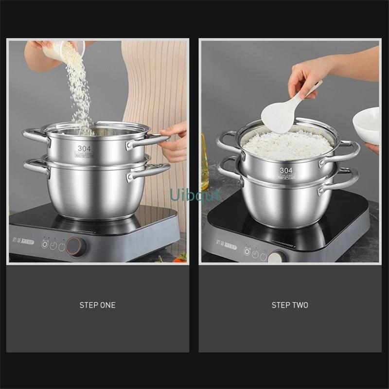 20-24CM thick soup pot 304 stainless steel steamer Congee Noodle Soup Pot Small boiling pot For gas induction cookers hotpot