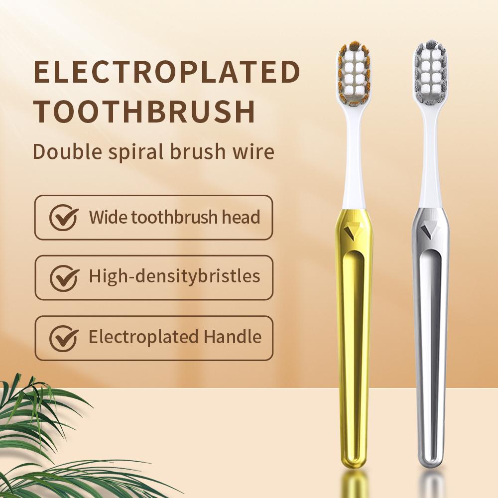 Kingubznis Gold Toothbrush Luxury Gold Silver Teeth Brush Men Women Adult Toothbrushes New Electroplated Dental Brushes
