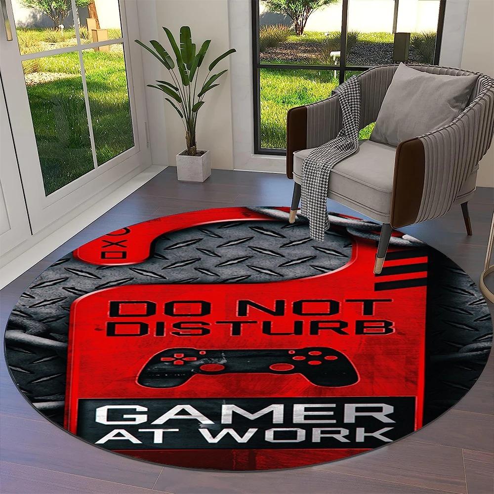 Game Gamer Gamepad Cartoon Round Carpet Rug for Living Room Bedroom Child Playroom Chair Decor,Pet Area Rug Non-slip Floor Mat