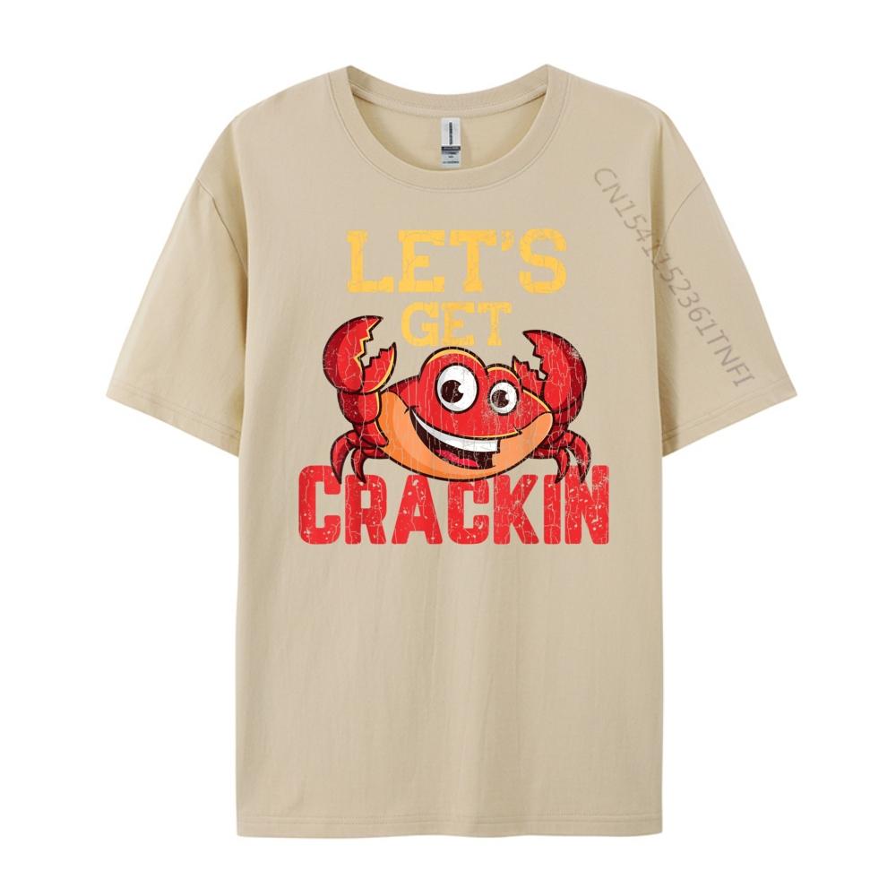 Lets Get Crackin Funny Crab Crabbing Crabs Lover Graphic White T Shirt Men Men Clothing Gothic Style