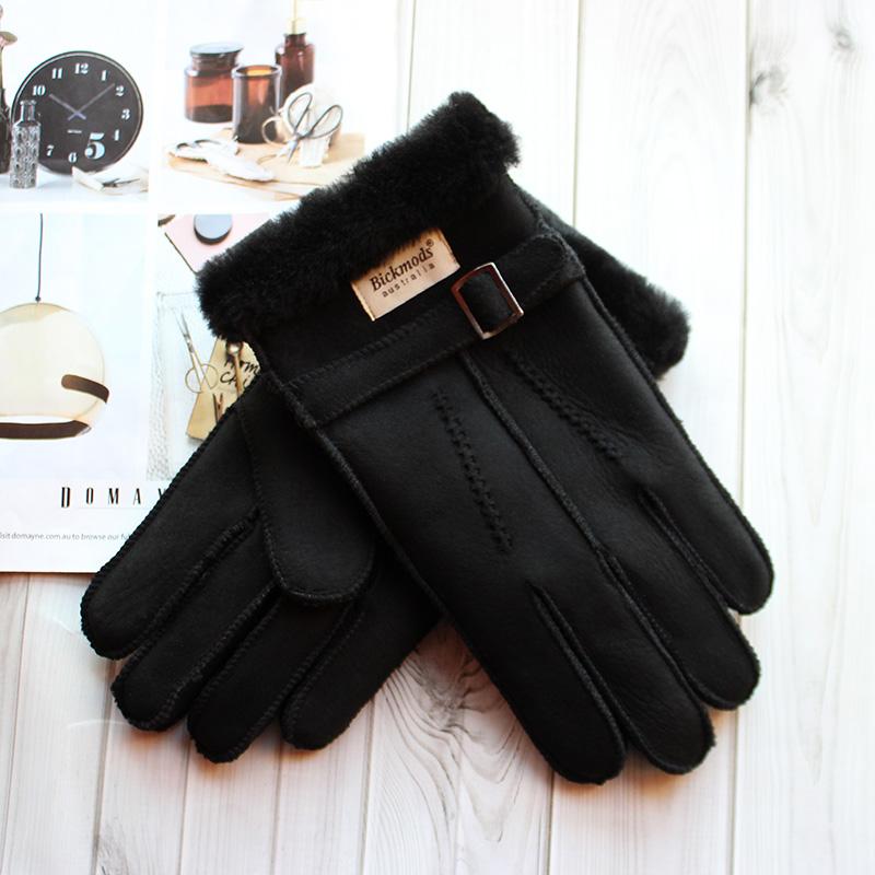 Sheepskin Fur Gloves Men Leather Thick Winter Warm Outdoor Wind and Cold Handmade Sewing Finger New Bickmods Brand