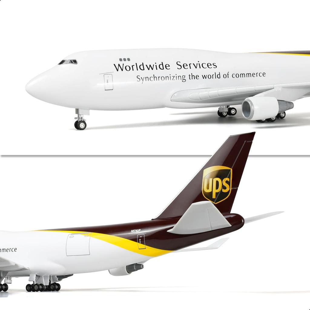 QIYUMOKE for UPS 747 Large Scale Airplane Model with Stand for Boeing Aircraft Model Kit for Adults Aviation Cargo Plane Gift or Airplane Collection