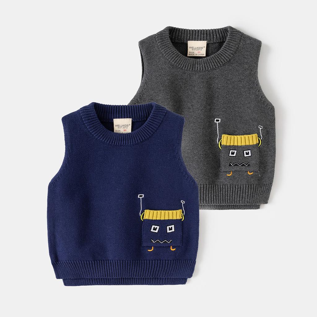 Boys Knit Sweater Vest Pullover Sleeveless Casual Spring Autumn Fashion Top Clothing for Toddler and Kids