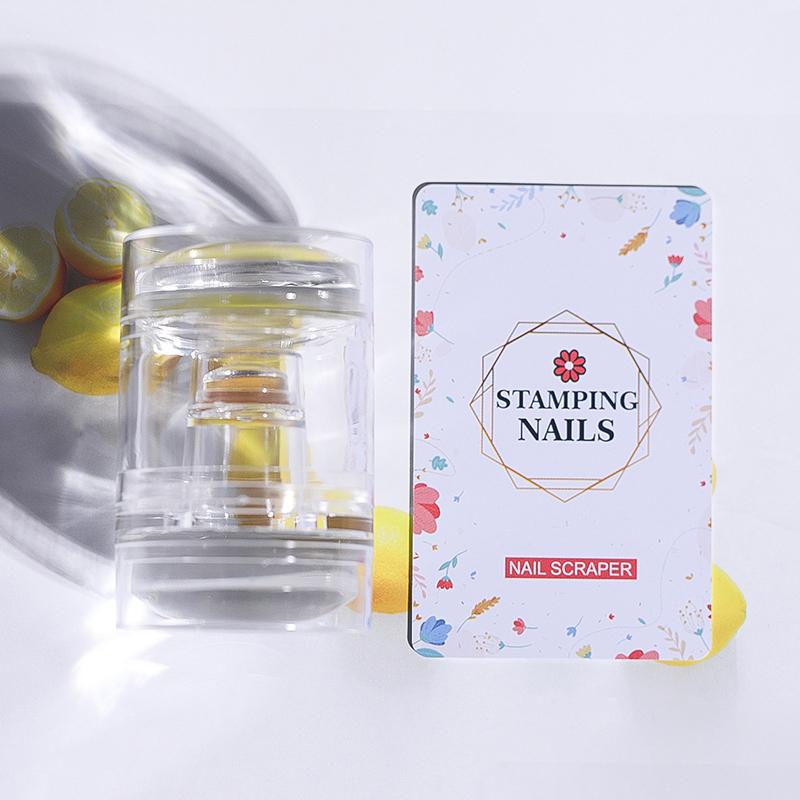 Jelly Silicone Nail Stamper Scraper With Cap Set Nail Templates Stamp For Stamping Polish Printing Manicure Nail Art Stamp Tool