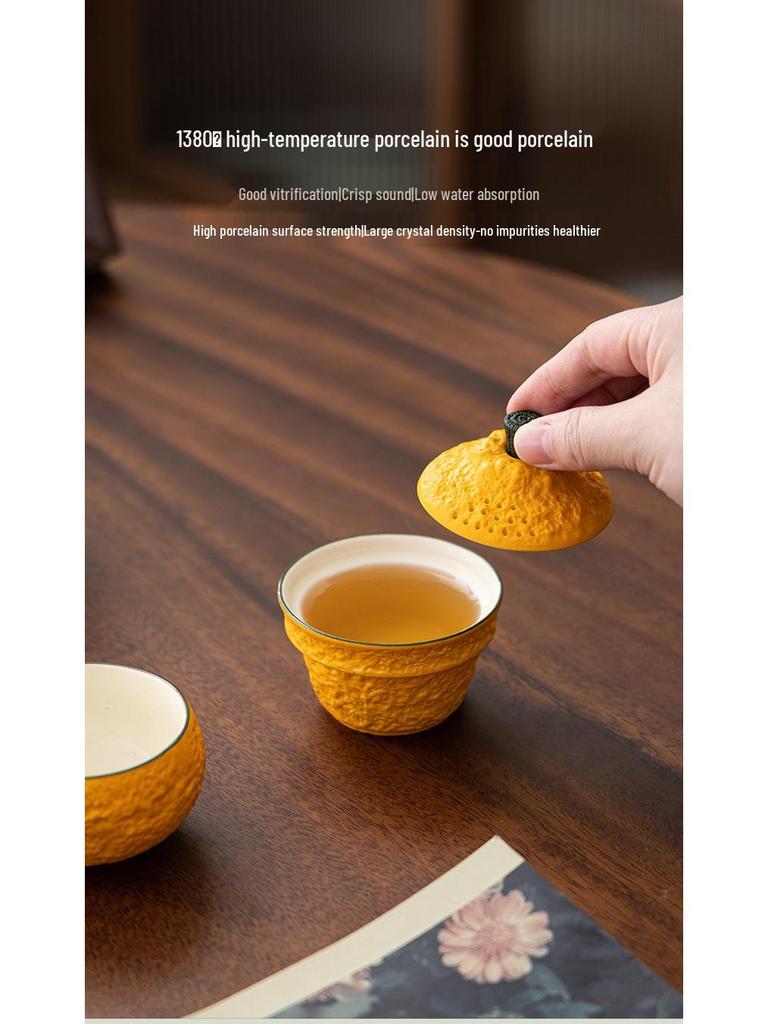 Great Luck Prosperity Travel Tea Set: Single Portable Quick Cup for Outdoor, Camping, or Workstation Use.