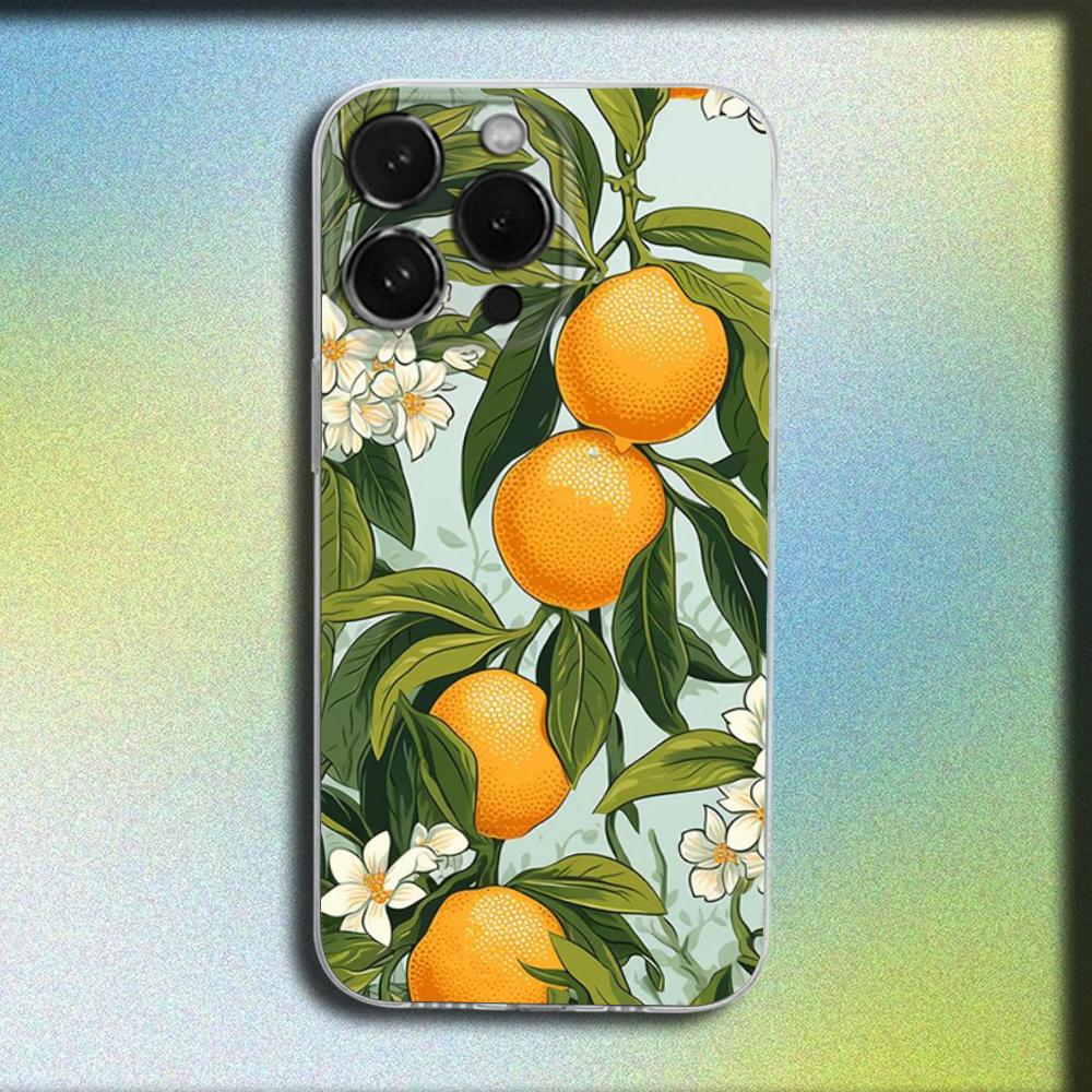 Frukt Citron Konst Mönster Telefonfodral För iPhone 16,15,14,13,12,11 Plus,Pro,Max,XR,XS,X,Plus,SE,Mini Genomskinligt Mjukt Skydd