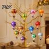 Christmas Tree Decor for Parties 12Pcs Hot Air Balloon Wooden Ornaments, 2D Flat Santa Hanging Pendant, Seasonal Windows Colorful Rainbow Wood Slices