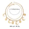 Women European Retro Relief Portrait Sun Moon Necklace Minimalist Personality Double Layer Chain Choker