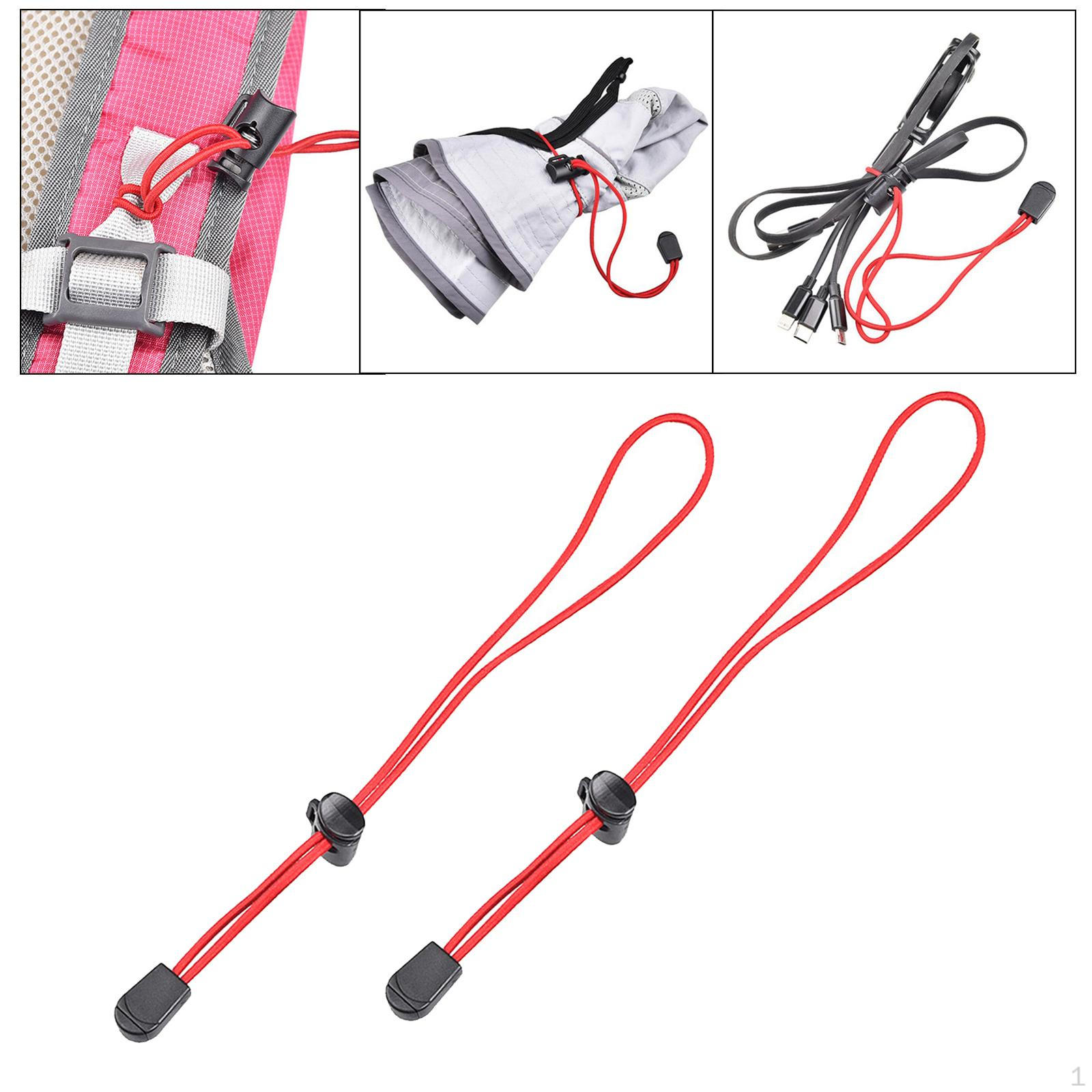1 Pair Tie Cord with Adjustable Buckle, Elastic Rope for Backpack Holder Trekking Hiking Pole