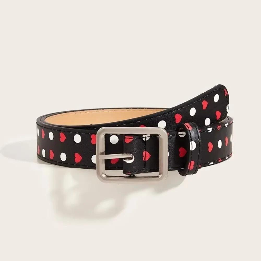 Trendy Vintage Polk Dot Women Belts Y2K Girls Pin Buckle Belt Waistband PU Leather Jeans Belts Waist Strap Gift