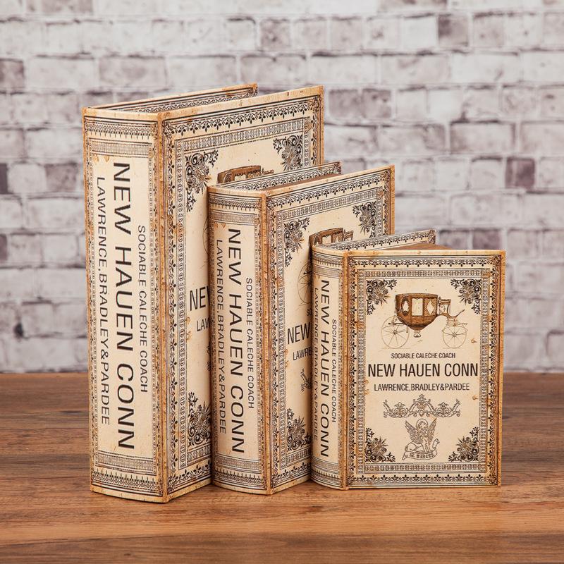 Scaffale per Libri in Legno Retrò Europeo: Ornamenti Vintage e Scatola Decorativa per Libreria