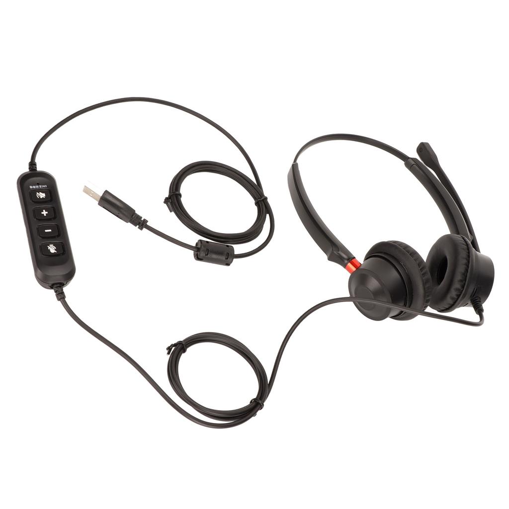 Telephone Headset Volume Adjustment Microphone Mute USB Binaural Customer Service Headset for Telema