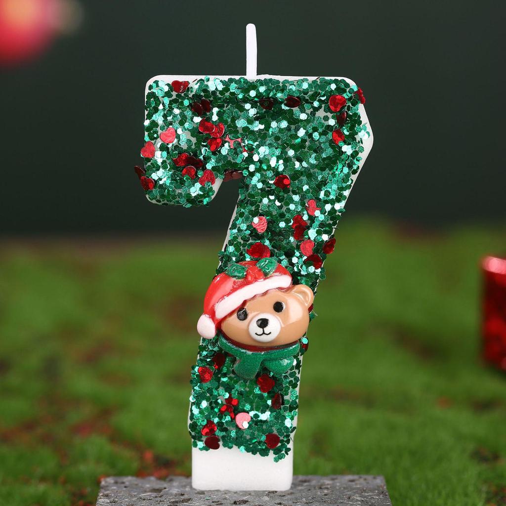 Christmas Bear Number Candles: Holiday Cake Toppers & Decorations
