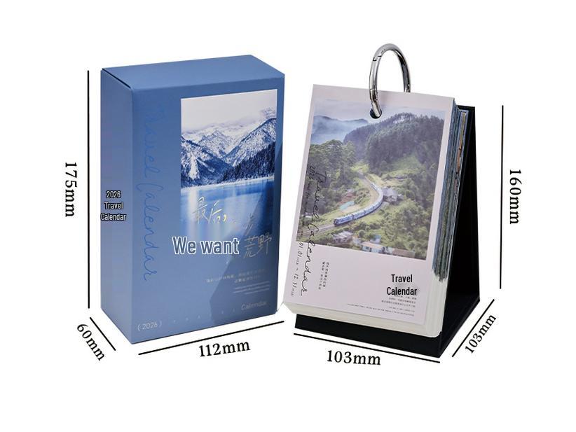 2026 Healing Scenery Desk Calendar: 365 Days of Travel Souvenir & Wall Sticker Décor