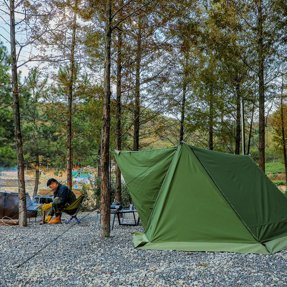 Soomloom Military Tent Multi Tent with Chimney 1 Outdoor Dark Pop-up Hole, Person, Camping, T/C Material, Sunshade, Polycotton, Shade,