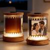 Personalisierte Foto-Film-Nachtlicht Benutzerdefinierter drehbarer Bilderrahmen mit warmem Licht Holz-Filmrolle Speicherbox Geschenk für Jahrestag Valentinstag