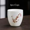 4pcs White Porcelain Teacup 145ml high-capacity Hand-Painted Ceramic Tea Bowl Travel Meditation Cup Chinese Tea set